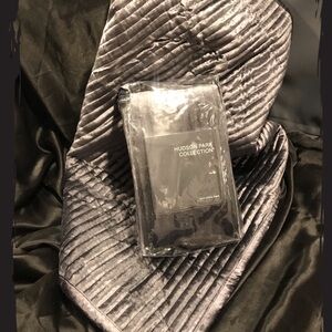 Set of TWO~ Textured Velvet EURO Quilted Pillowshams Hudson Park Carbon  NEW